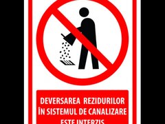 Semn pentru deversarea reziduurilor in sistemul de canalizare este interzis